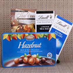 Send New Year Gift Imported Lindt and Hazelnut Chocolates for New Year To Ahmedabad