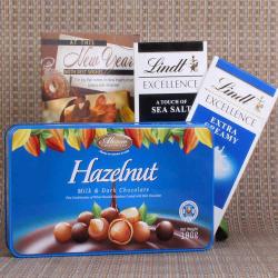 Send New Year Gift Imported Lindt and Hazelnut Chocolates for New Year To Faridabad