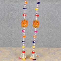Home Decor Gifts Online - Ganesha Design of Pearl String Long Diwali Door Hanging