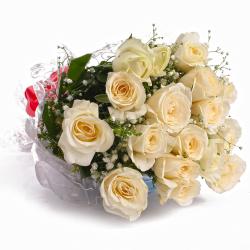 Condolence Flowers - Gorgeous Eighteen White Roses Bouquet