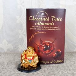 Good Luck Gifts - Laughing Buddha with Chocolate Date Almonds.