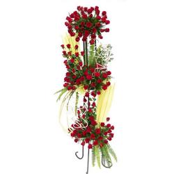 Long Size Flowers Arrangement - 100 Red Roses Standing Arrangement