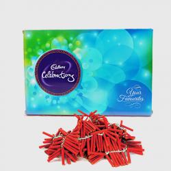 Diwali special Cadbury Celebration Chocolate Pack with Red Fire crackers