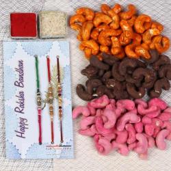 Rakhi With Dry Fruits - Rose Chocolate Cheese Cashew Rakhi Gift