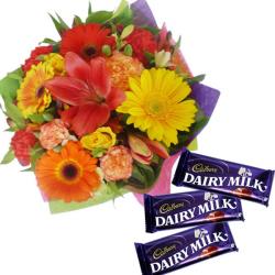 Parents Day - Floral Bouquet With Chocolates