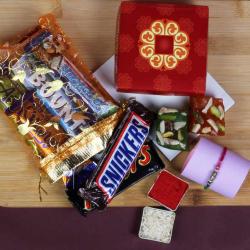 Rakhi Combos For Brothers - Mix Imported Chocolates and Karachi Halwa Rakhi Gift