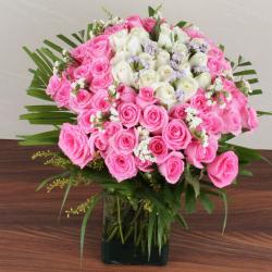 New Born Flowers - Exotic Roses Vase Arrangement