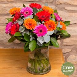 Send Mix Flowers Gerberas Vase To Bhopal