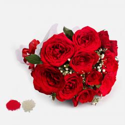 12 Red Roses Bouquet for Bhaidooj Gift