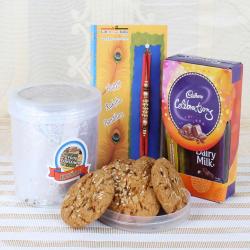 Rakhi with Cookies - Cookies and Chocolate with Rakhi Hamper