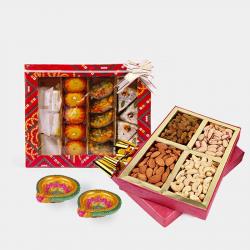 Send Diwali Gift Assorted Sweet and Assorted Dryfruits and Diwali Diya To Agra