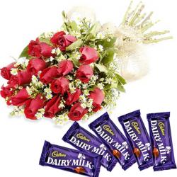 Wedding Flowers - Dairy Milk Delight with Red Roses