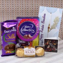 Rakhi With Chocolates - Cadbury and Ferrero Rocher Chocolate with Rakhi