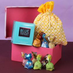 Chocolate Hampers - Blue Seducton For Women Perfumes With Chocolates