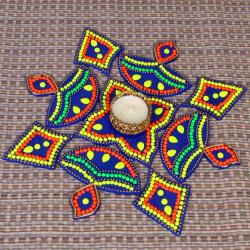 Diwali Gift Items - Acrylic Artificial Diya Pattern Rangoli