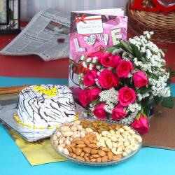 Valentine Flowers with Dryfruits - Special Gift Collection