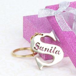 Send Personalised Initial And Name Brass Keychain To Godhra