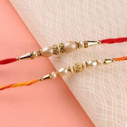 Set Of 2 Rakhis - Fancy Pearl Two Rakhis Set