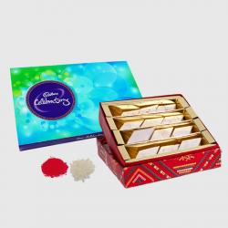 Bhai Dooj Sweets - Kaju Katli Sweets with Cadbury Celebration Chocolate Pack for Bhai
