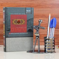 Diary with Metal Spring Pen Holder