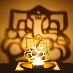 Diwali Gift Items - Shadow Diya Tealight Candle Holder of Removable Ganesha