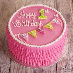 1st Birthday Cakes -  1st Birthday Pink Cake 1 Kg