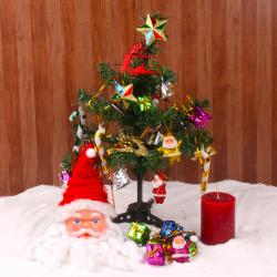 Decorative Christmas Tree and Santa with Candle Combo