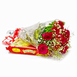 Send Ten Red Roses with Tasty Soan Papdi To Ahmadnagar