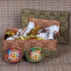 Send Diwali Gift Earthen Diya with Miniature Toblerone Chocolate To Blimora