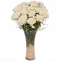 Flowers by Sentiments - Fifteen Stems of White Carnations in a Vase