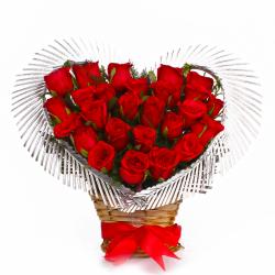 Heart Shape Arrangement - Twenty Five Red Roses in Heart Shape Arrangement
