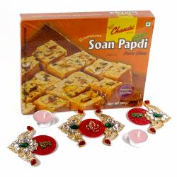 Diwali Gifts to Visakhapatnam - Soan Papdi Hamper with Exclusive Shubh Labh Hanging