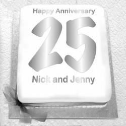 Personalized Cakes - Silver Wedding Anniversary Cake