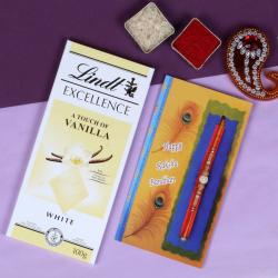 Single Rakhi Combos - Vanilla Lindt Excellence Chocolate Rakhi Gift