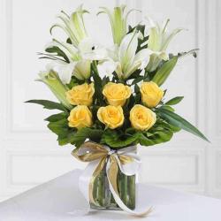 Flowers by Name - Lilies and Roses in Vase