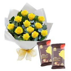 Gifts for Friend Man - Tissue Paper Wrapped Roses with Bournville Chocolate