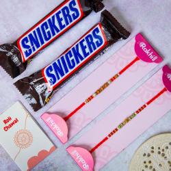 Rakhi to Australia - Snikers Bars and Two Rakhi  - For Australia