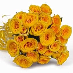 Birthday Gifts For Boyfriend - Hand Tied Bouquet of 25 Yellow Roses