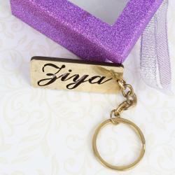 Send Personalised Etched Name Brass Keychain To Saharanpur