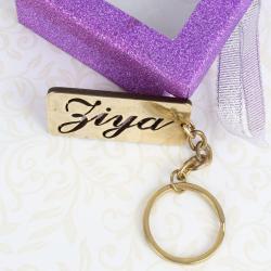 Send Christmas Gift Personalised Etched Name Brass Keychain To Surat