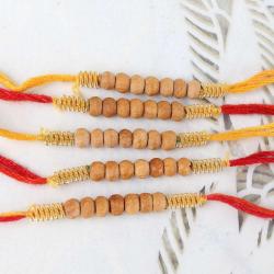 Rakhi Sets - Wooden Color Beads Set of 5 Rakhis