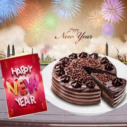 Send New Year Gift Eggless Chocolate Truffle Cake and New Year Greeting Card To Rajkot