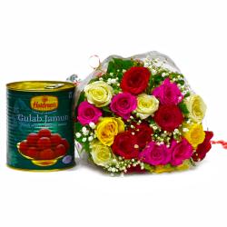 Send Twenty Mix Roses with Yummy Gulab Jamuns To Ferozepur