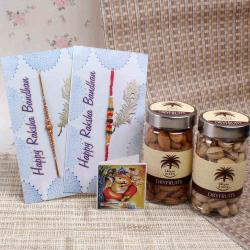 Rakhi to UK - Two Rakhi with Dry Fruits Combo