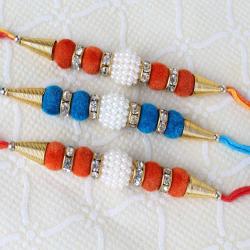 Rakhi Sets - Three Velvet and Small Pearl Rakhi