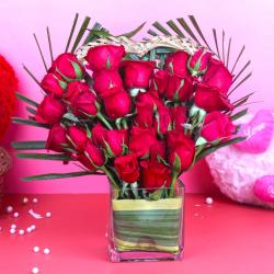 Heart Shape Arrangement - Heart Shape Thirty Red Roses Arrangement