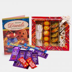 Assorted Sweet with 10 Assorted Indian chocolates and Diwali Card