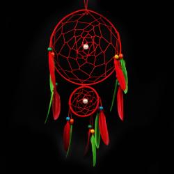 Feng Shui Gifts - Designer Red Double Ring Dream Catcher