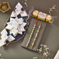 Rakhi to USA - Rakhi With Rocher N Kaju Sweet- USA