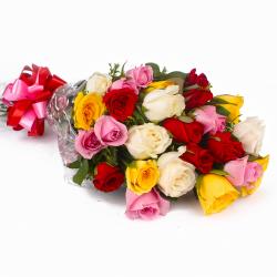 Missing You Flowers - Colorful Twenty Five Roses Bouquet